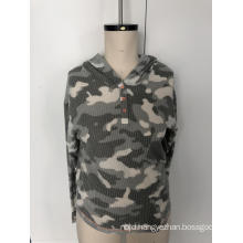 Camo button hoodie sweater